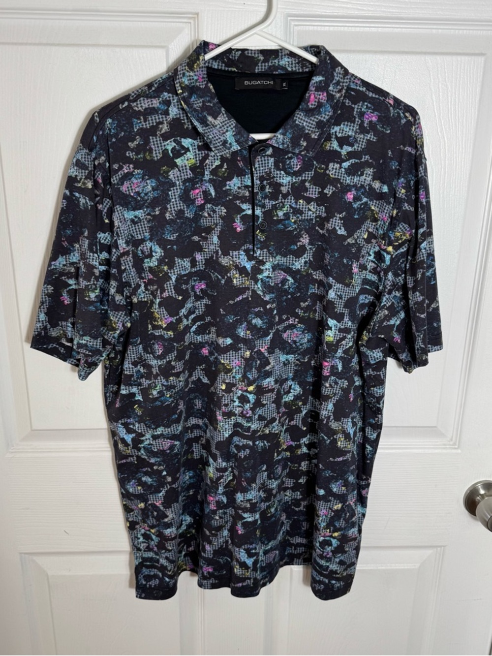 Bugatchi Abstract Print Polo Shirt Size XL Dark Multicolor - Picture 7 of 8